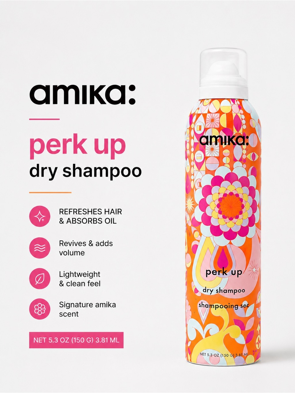 Amika Perk Up Dry Shampoo 5.3 oz Aerosol Spray New Sealed
